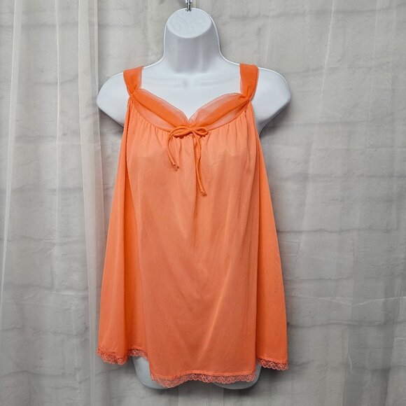Vintage Lisette Y2K Tank Orange Sheer Fairy Lace Whimsigoth Coquette M - Picture 1 of 10